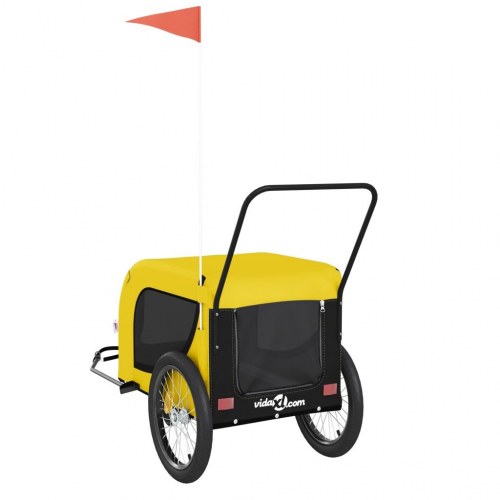 Hundetrailer til cykel i oxfordstof og jern - gul/sort