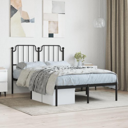 Sengeramme med sengegavl i metal - 120 x 190 cm, sort