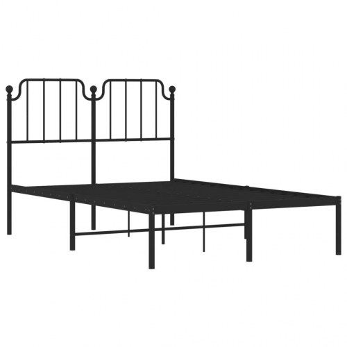 Sengeramme med sengegavl i metal - 120 x 190 cm, sort