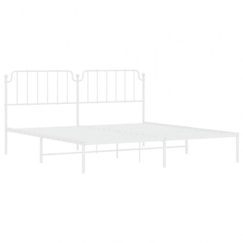Sengeramme med sengegavl 200×200 cm - metal, hvid