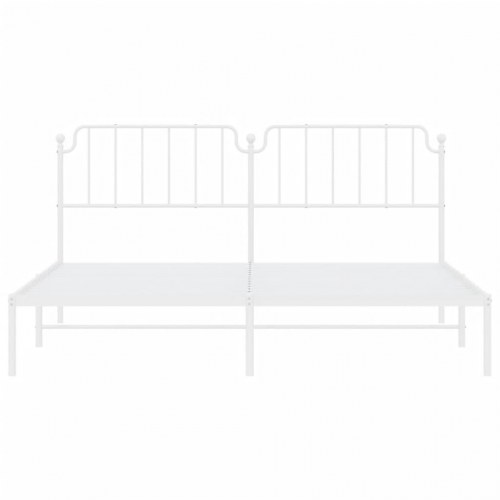 Sengeramme med sengegavl 200×200 cm - metal, hvid