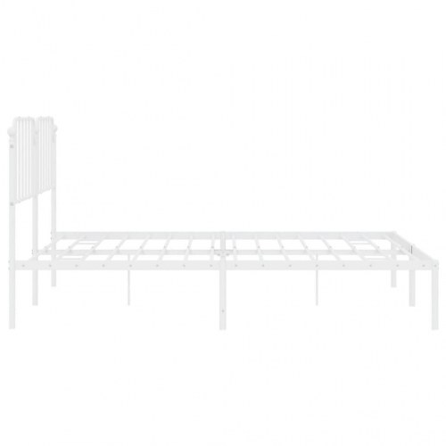 Sengeramme med sengegavl 200×200 cm - metal, hvid
