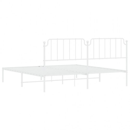 Sengeramme med sengegavl 200×200 cm - metal, hvid