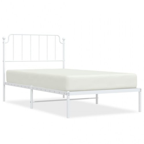 Sengeramme med sengegavl 100×190 cm - metal, hvid