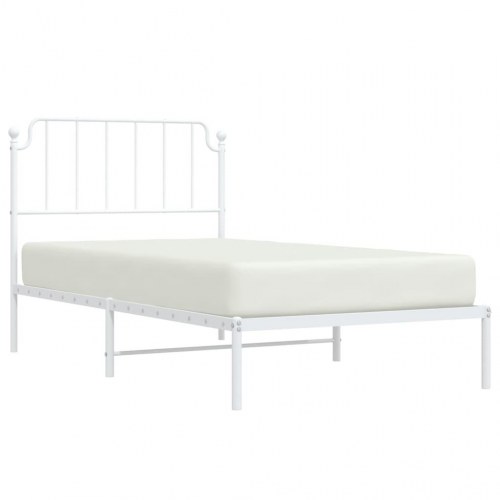 Sengeramme med sengegavl 100×190 cm - metal, hvid