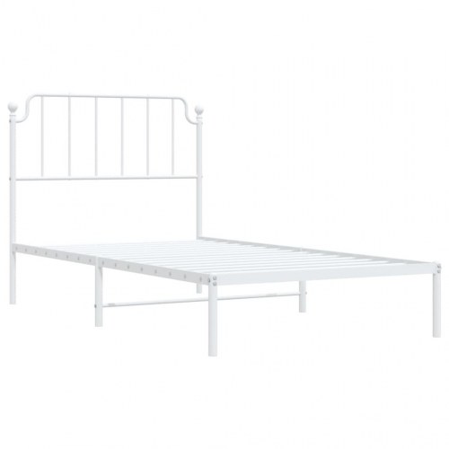 Sengeramme med sengegavl 100×190 cm - metal, hvid
