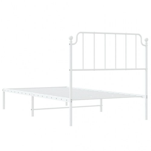 Sengeramme med sengegavl 100×190 cm - metal, hvid
