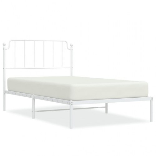 Sengeramme med sengegavl i metal - 107 × 203 cm, hvid