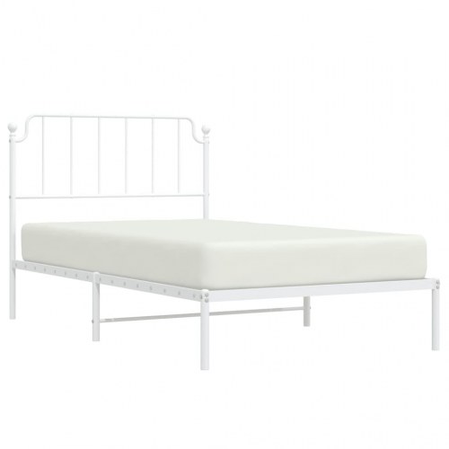 Sengeramme med sengegavl i metal - 107 × 203 cm, hvid