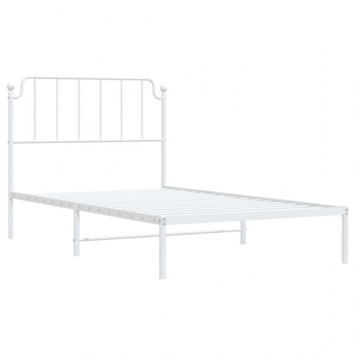 Sengeramme med sengegavl i metal - 107 × 203 cm, hvid