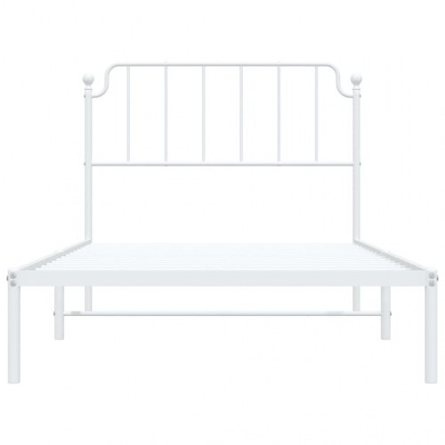 Sengeramme med sengegavl i metal - 107 × 203 cm, hvid