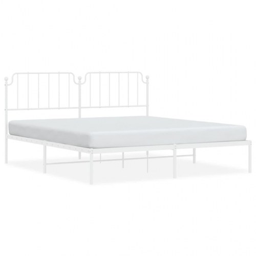 Sengeramme med sengegavl 160×200 cm - metal, hvid