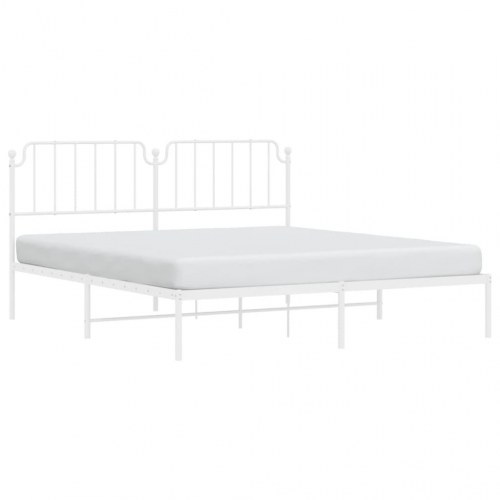 Sengeramme med sengegavl 160×200 cm - metal, hvid
