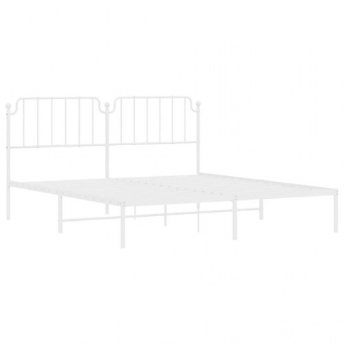 Sengeramme med sengegavl 160×200 cm - metal, hvid