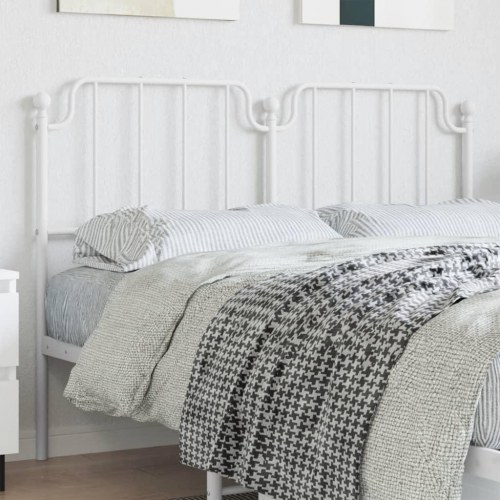 Sengegavl i metal 150 cm - hvid, klassisk design