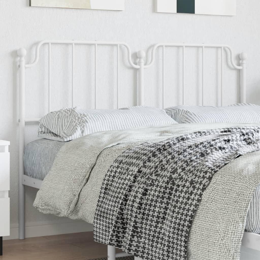 Sengegavl i metal 150 cm - hvid, klassisk design
