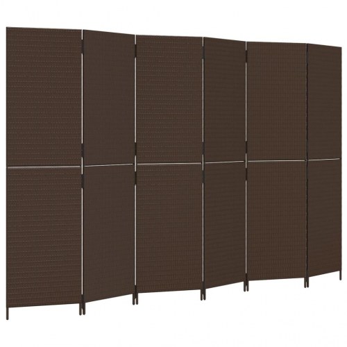 Rumdeler i polyrattan, 6 paneler - brun