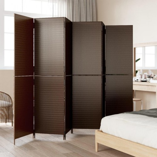 Rumdeler i polyrattan, 6 paneler - brun