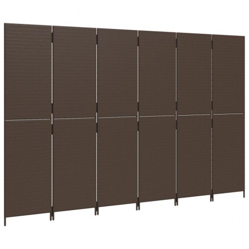 Rumdeler i polyrattan, 6 paneler - brun
