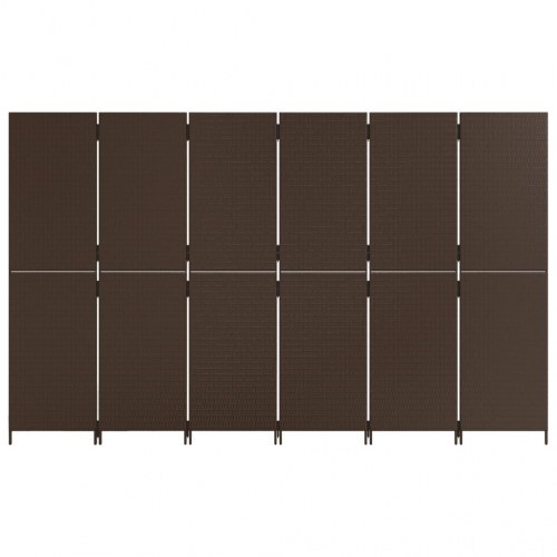 Rumdeler i polyrattan, 6 paneler - brun