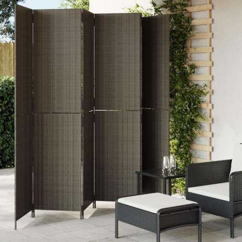 Rumdeler i polyrattan - 6 paneler, grå