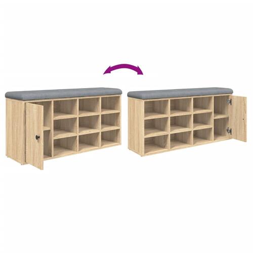 Skobænk 102x32x50 cm konstrueret træ sonoma-eg