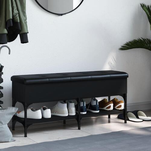 Skobænk 102x32x45 cm konstrueret træ sort
