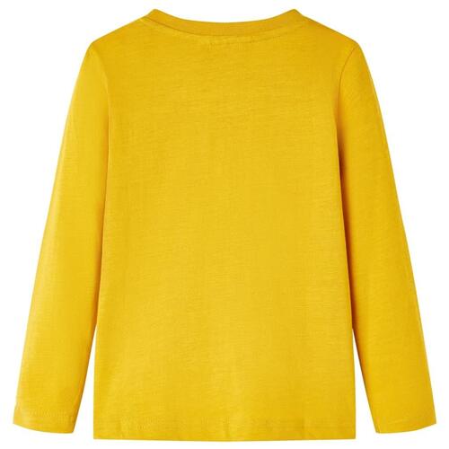 Langærmet T-shirt til børn str. 104 okkergul