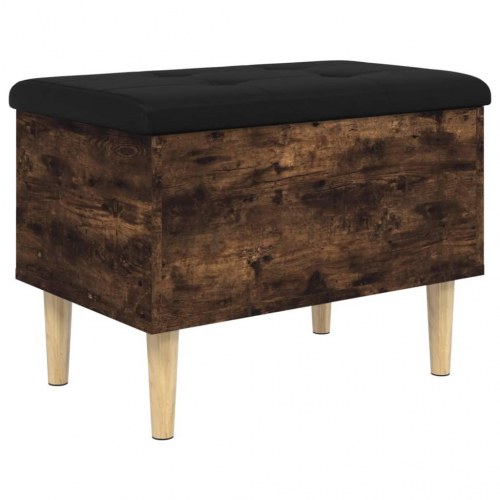 Skobænk/opbevaringsbænk 62×42×46 cm - røget egetræsfarve med sort hynde