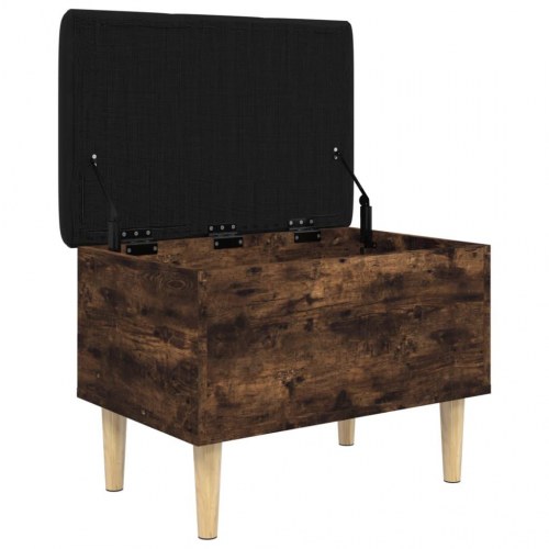 Skobænk/opbevaringsbænk 62×42×46 cm - røget egetræsfarve med sort hynde