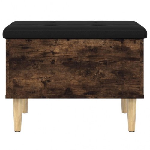 Skobænk/opbevaringsbænk 62×42×46 cm - røget egetræsfarve med sort hynde