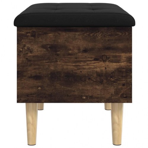 Skobænk/opbevaringsbænk 62×42×46 cm - røget egetræsfarve med sort hynde