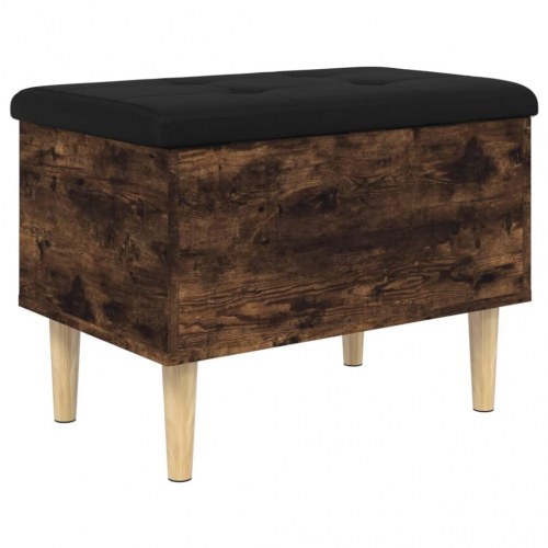 Skobænk/opbevaringsbænk 62×42×46 cm - røget egetræsfarve med sort hynde