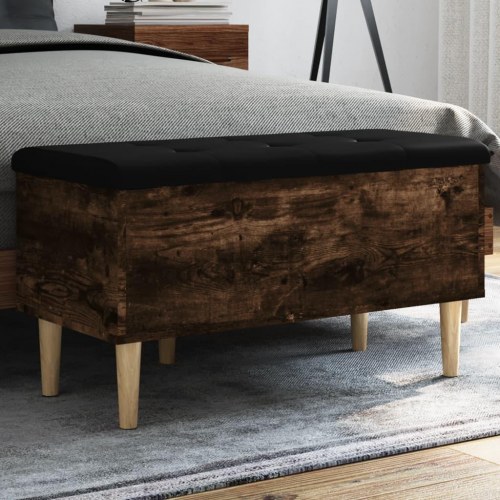 Skobænk 82x42x46 cm konstrueret træ røget egetræsfarve