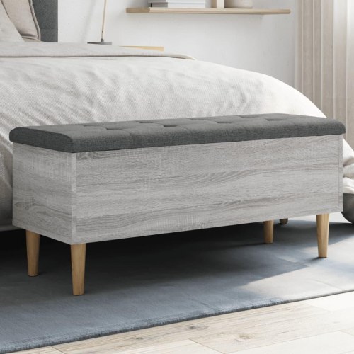 Opbevaringsbænk 102x42x46 cm konstrueret træ grå sonoma-eg