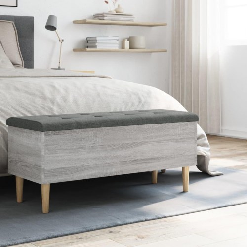 Opbevaringsbænk 102x42x46 cm konstrueret træ grå sonoma-eg