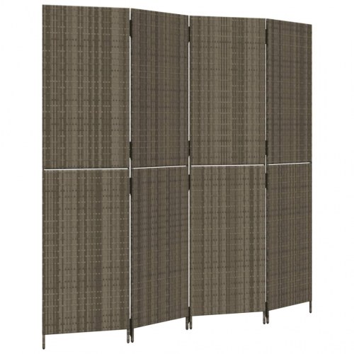 Rumdeler med 4 paneler i polyrattan - grå, 196 × 180 cm