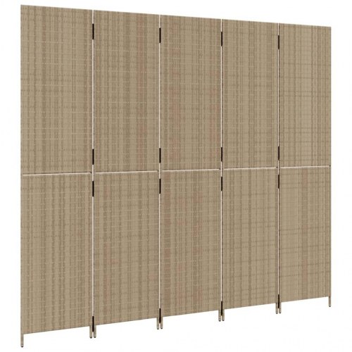 Rumdeler med 5 paneler i polyrattan - beige