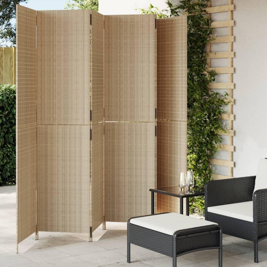 Rumdeler 6 paneler polyrattan beige