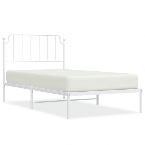 Sengeramme med sengegavl 100×200 cm - metal, hvid