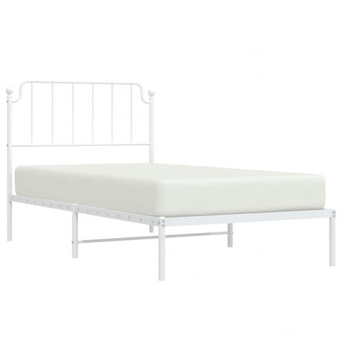 Sengeramme med sengegavl 100×200 cm - metal, hvid