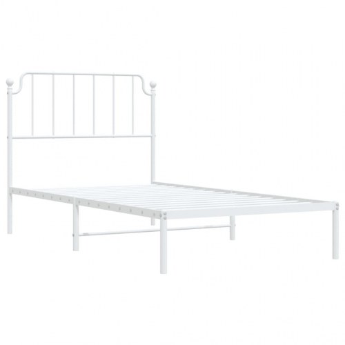Sengeramme med sengegavl 100×200 cm - metal, hvid