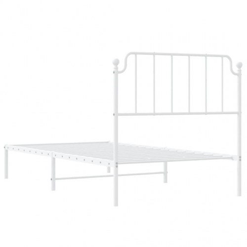 Sengeramme med sengegavl 100×200 cm - metal, hvid