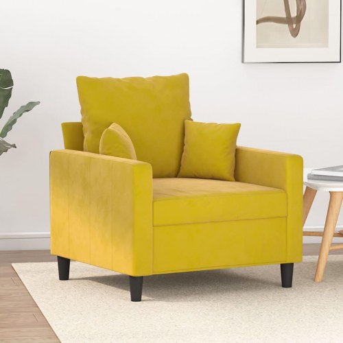 Lænestol i velour - 60 cm sædebredde, gul