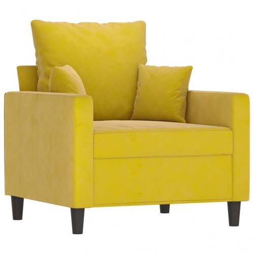 Lænestol i velour - 60 cm sædebredde, gul