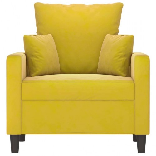 Lænestol i velour - 60 cm sædebredde, gul
