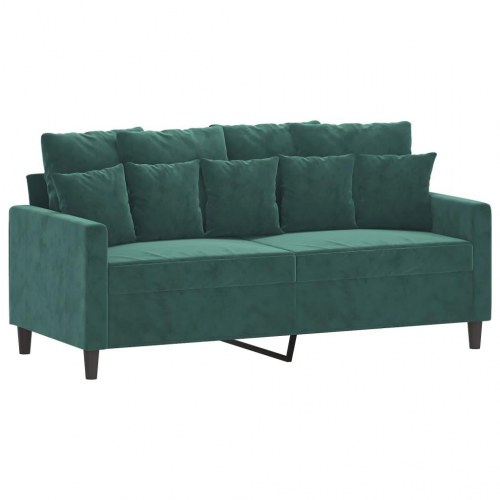 Sofasæt i velour, 2 dele med hynder - mørkegrøn