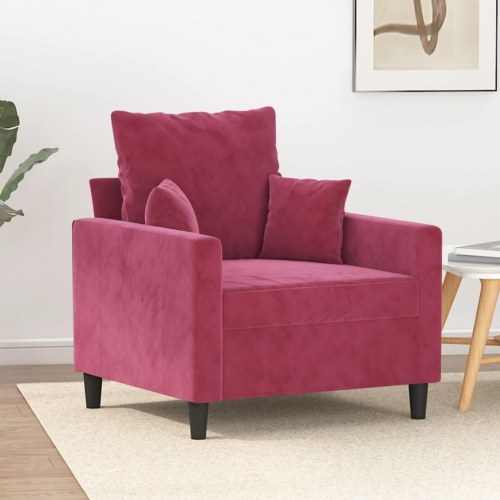 Lænestol i velour - 60 cm sædebredde, vinrød