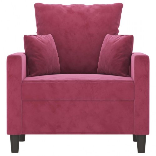 Lænestol i velour - 60 cm sædebredde, vinrød