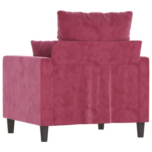 Lænestol i velour - 60 cm sædebredde, vinrød